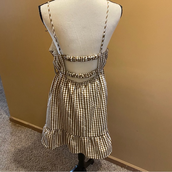 Speechless gingham brown/white open 2 strap above knee sundress NWT sz XXL - Picture 3 of 10